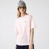 Lacoste Premium cotton round neck t shirt , Roze, Dames online kopen