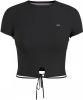 TOMMY JEANS Shirt met ronde hals TJW CROP STRAP RIB FRONT KNOT SS met merklabel online kopen