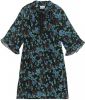 Ganni Pleated Georgette V neck Smock Midi Dress , Blauw, Dames online kopen