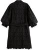 Scotch & Soda Zwarte Mini Jurk Puff Sleeve Cotton Midi Dress online kopen